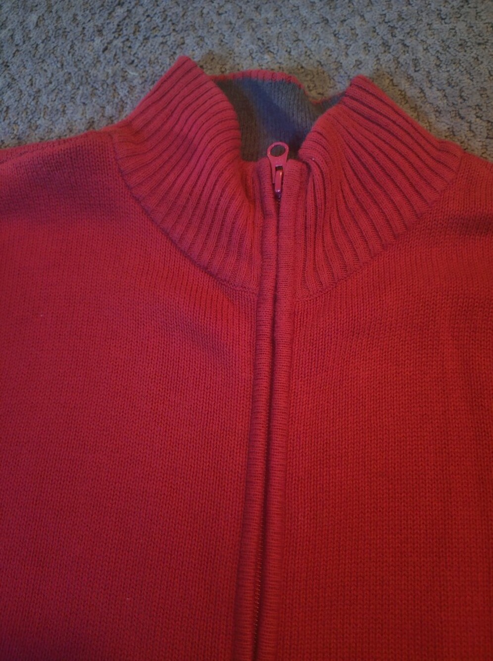 Tommy Hilfiger Red Knit Zip Sweater